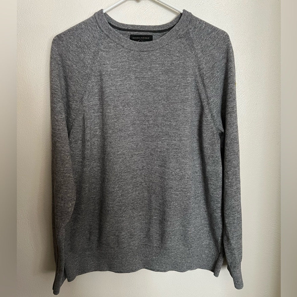 BANANA REPUBLIC Classic Merino Extra Fine Wool Crewneck‎ Sweater Grey Men's Sz L
